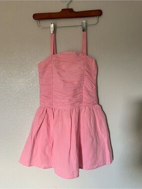 Zara Barbie Pink Ruched Bodice Girls Strappy Dress
